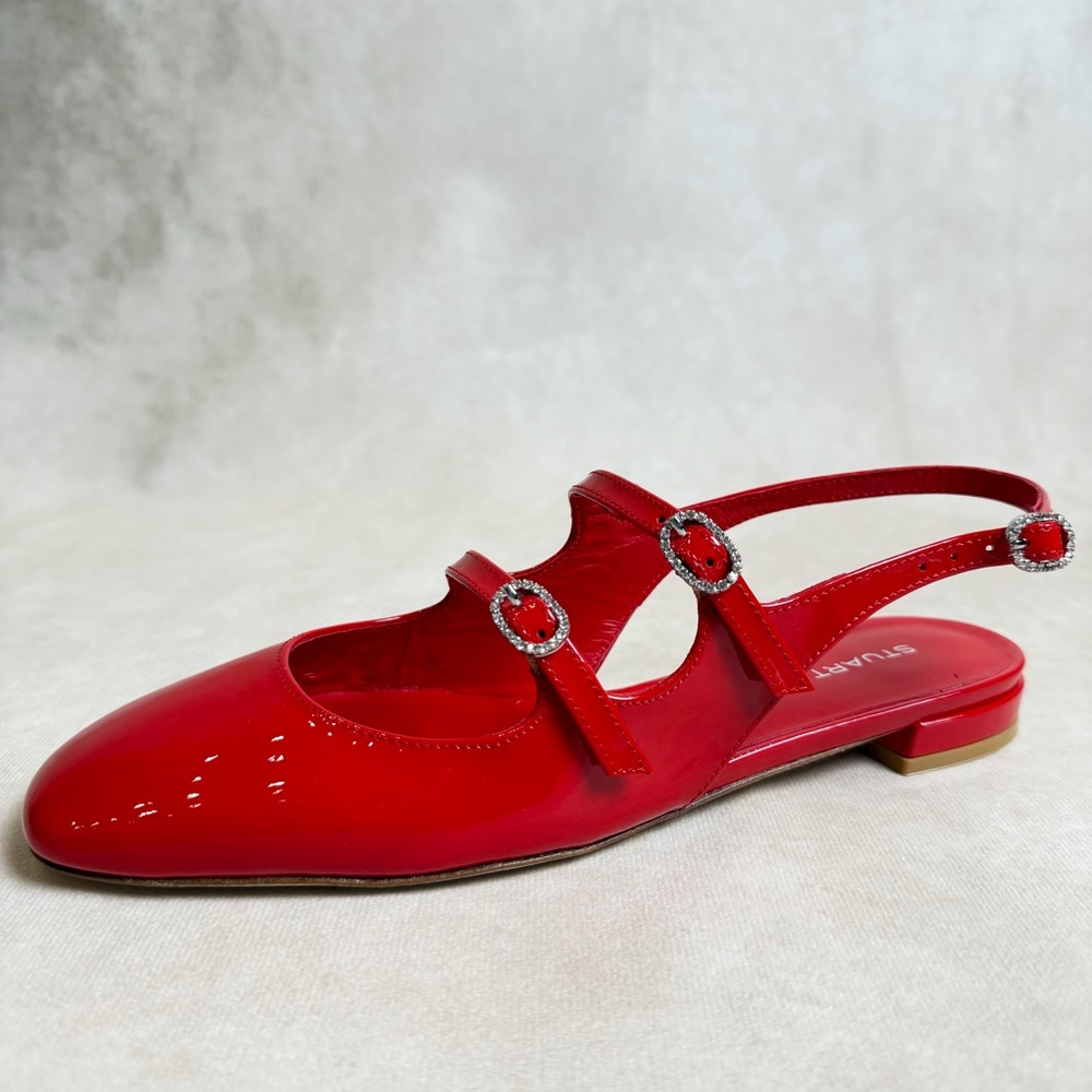 Stuart Weitzman Claris Mary Jane Slingback Red Patent Cherry  Size 7 / 37.5 - Picture 7 of 15